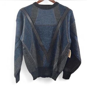 Vintage Men's Geometric Crewneck Sweater from 80s Size Medium NWT